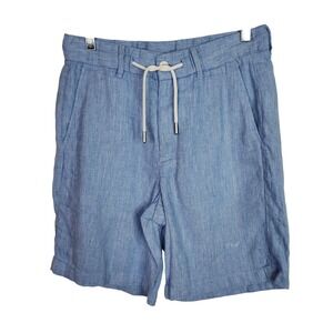PORTER & ASH Shorts Mens 30 Blue Linen Blend Drawstring Chino Casual 7"